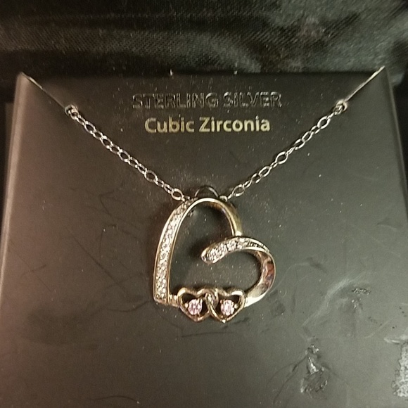 Brand New Sterling Silver CZ Heart Necklace - Picture 6 of 6